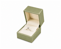 Metallic Green Cream Leatherette Ring Jewelry Box