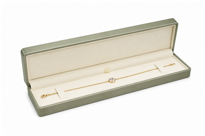 Premium Metallic Green Cream Leatherette Bracelet Box