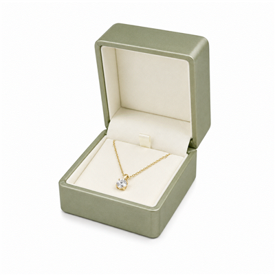 Premium Metallic Green Cream Leatherette Pendant Box