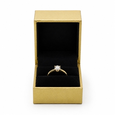 LA01-G Diana Gold Leatherette Ring Gift Box with Black Velvet Insert