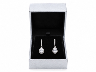 LA02-S Diana Silver Leatherette Earring Box with Black Velvet Insert