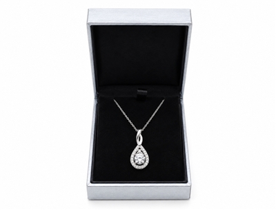 LB12-S Diana Silver Leatherette Pendant Box with Black Velvet Insert