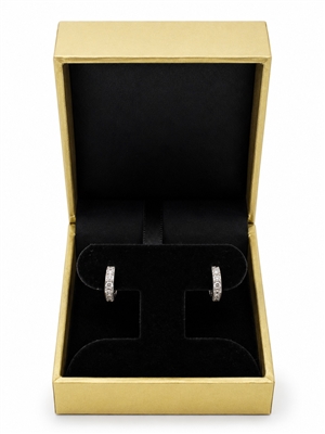 LC13-G Diana Gold Leatherette Earring T-Bar Box with Black Velvet Insert