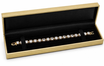 LD31-G Diana Gold Leatherette Bracelet Box with Black Velvet Interior