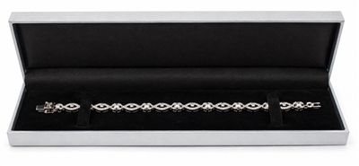 LD31-S Diana Silver Leatherette Bracelet Box with Black Velvet Interior