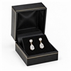 LE3(BK) Black Leatherette Earring Box with Gold Trim and Black Interior