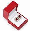 LE3(RW) red leatherette earring box with gold trim, white interior and earring insert