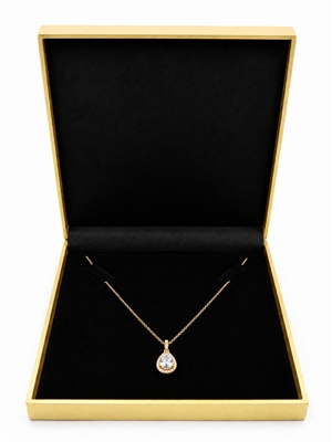 LE42-G Diana Gold Leatherette Necklace Box with Black Velvet Interior