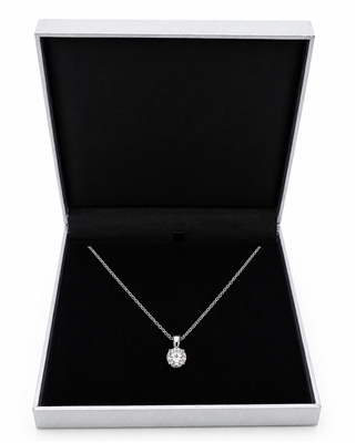 LE42-S Diana Silver Leatherette Necklace Box with Black Velvet Interior