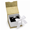 Gold Magnetic Ribbon Ring Box with White Satin Bow and Black Insert