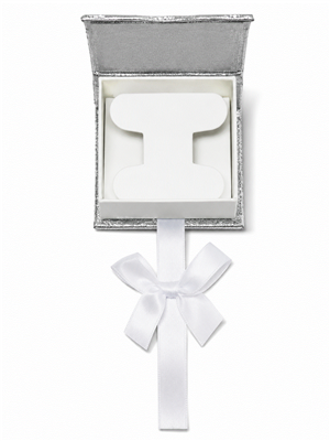 Silver Magnetic Ribbon Earring & Pendant Gift Box with White Insert
