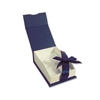Navy Blue Magnetic Ribbon Pendant & Earring Gift Box with Cream Foam Insert