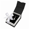 Black Magnetic Ribbon Pendant & Earring Gift Box with Black Foam Insert
