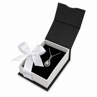 Black Magnetic Ribbon Pendant & Earring Gift Box with Black Foam Insert