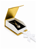 Gold Magnetic Ribbon Pendant & Earring Gift Box with Black Foam Insert
