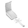 Silver & White Magnetic Ribbon Pendant & Earring Gift Box with White Foam Insert