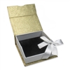 Gold Magnetic Ribbon Pendant Gift Box with Black Foam Insert