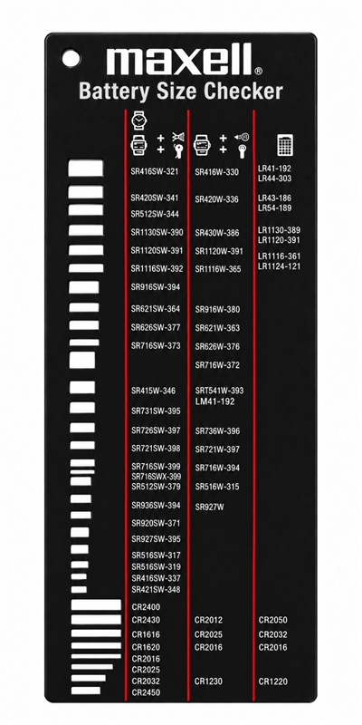 MAXELL BLACK WATCH BATTERY SIZE CHECKER