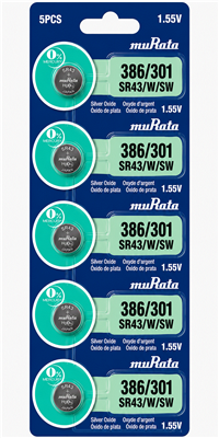 Murata 386/301 Mercury Free Silver Oxide Watch Battery 1.55V