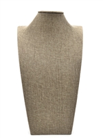 ND-1107N-N3 Burlap  Jewelry Necklace Display Bust, 16" Tall