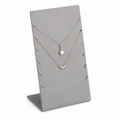 ND-1998R-SG   Multi Necklace Stand Steel Grey Faux Leather