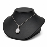 ND-2213L BK  Black Faux Leather Necklace Bust Display â€“ 2 3/4" H