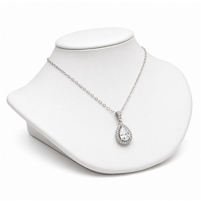 White Faux Leather Necklace Bust Display for Jewelry