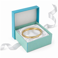 Blue and white striped bangle gift box with blue lid and bracelet