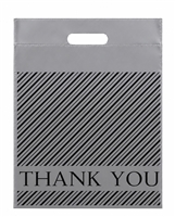 Silver and Black Thank You Die Cut Plastic Shopping Bag 12 x 15