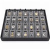 Steel Gray & Black Faux Leather 28-Charm & Pendant Display Tray with Removable Pads