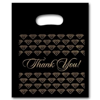 Black and Gold Thank You Die Cut Plastic Shopping Bag 12 x 15