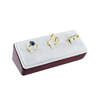 R-42(RW) Wooden 3-Clip Ring Wedge Stand with White Leatherette and Rosewood Finish