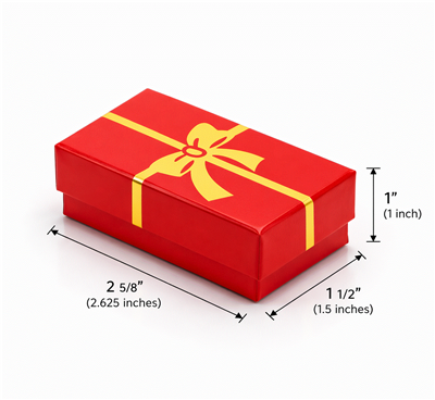 RK  1(BX2821-RK) GLOSSY RED W/ GOLD BOW COTTON GIFT BOX