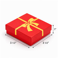 RK4(BX2833-RK) GLOSSY RED W/ GOLD BOW COTTON GIFT BOX