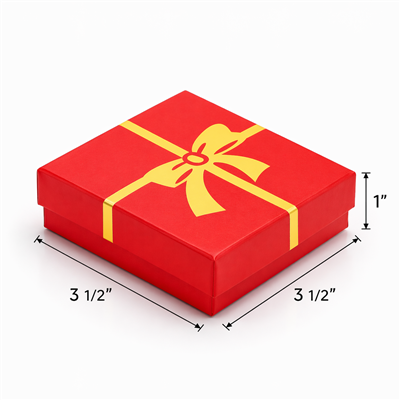 RK4(BX2833-RK) GLOSSY RED W/ GOLD BOW COTTON GIFT BOX
