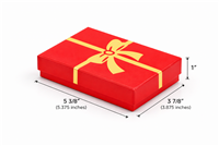 RK - 5(BX2853-RK) GLOSSY RED W/ GOLD BOW COTTON GIFT BOX