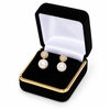 SE3 BK Black Velvet Metal Earring Box with Gold-Tone Brass Trim and White Satin Interior
