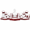 33 Piece White Faux Leather Jewelry Display Set with Glossy Rosewood Trim