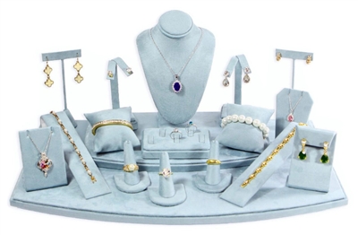 SET71-D88 ICE BLUE FAUX SUEDE DISPLAY SET