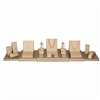 24-Piece Champagne Gold Faux Leather Jewelry Display Set with Luna Bronze Base