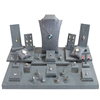 SET93-D20 27 Piece Gray Suede Jewelry Display Showcase Set
