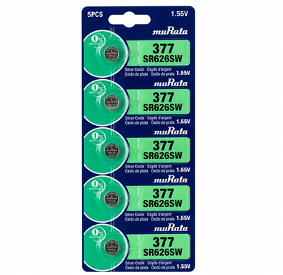 Murata 377 SR626SW 1.55V Silver Oxide Watch Battery Mercury Free
