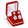 SP10-RD Red Velvet Pendant and Earring Box with Gold Trim and White Satin Interior
