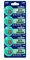 Murata 371 SR920SW Silver Oxide Watch Battery 1.55V 5 Pack Mercury Free