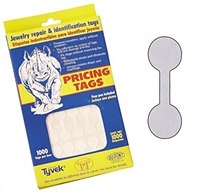 Silver Tyvek jewelry pricing tags pack of 1000 tear-proof adhesive labels