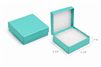 teal blue cotton filled jewelry box 3 1/2 x 3 1/2 x 1 for rings and earrings