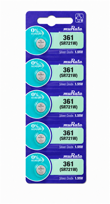 Murata 361 SR721W Silver Oxide Watch Battery 5 Pack