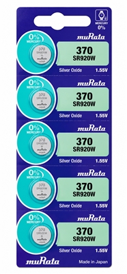 Murata 370 SR920W Silver Oxide Watch Battery 5 Pack